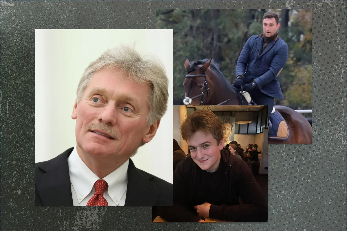 Dmitry Peskov and his sons Nikolay (top) and Mika (bottom). Photo: Sergey Bobylyov / Sputnik / Kremlin / EPA-EFE; <a href="https://www.facebook.com/nikolay.choles/" target="_blank">Facebook</a>; <a href="https://www.instagram.com/mika_peskov/" target="_blank">Instagram</a>