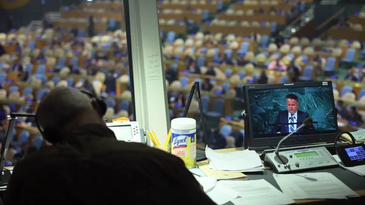 Генассамблея ООН во время голосования за предложение Украины о репарациях, 14 ноября 2022 года. Фото: Michael M. Santiago / Getty Images