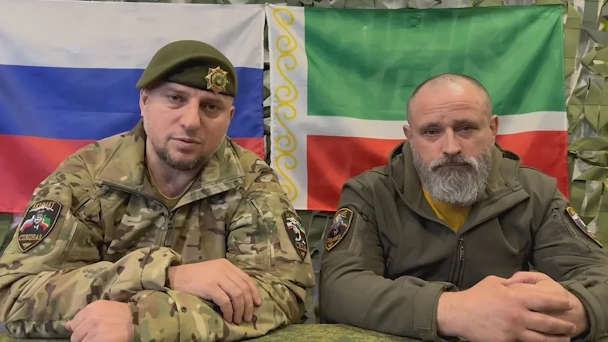 Apti Alaudinov with former Wagner commander Alexander Kuznetsov, also known as Ratibor. Photo: <a href="https://t.me/RKadyrov_95/4648">Ramzan Kadyrov</a> / Telegram