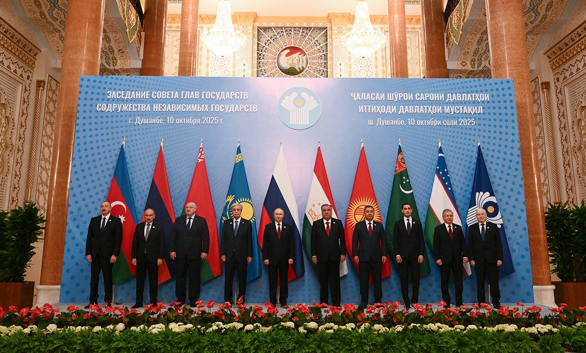 Заседание Совета глав государств Содружества Независимых Государств (СНГ) во Дворце нации в Душанбе, Таджикистан, 10 октября 2025 года. Фото: Кристина Кормилицына / Sputnik / EPA