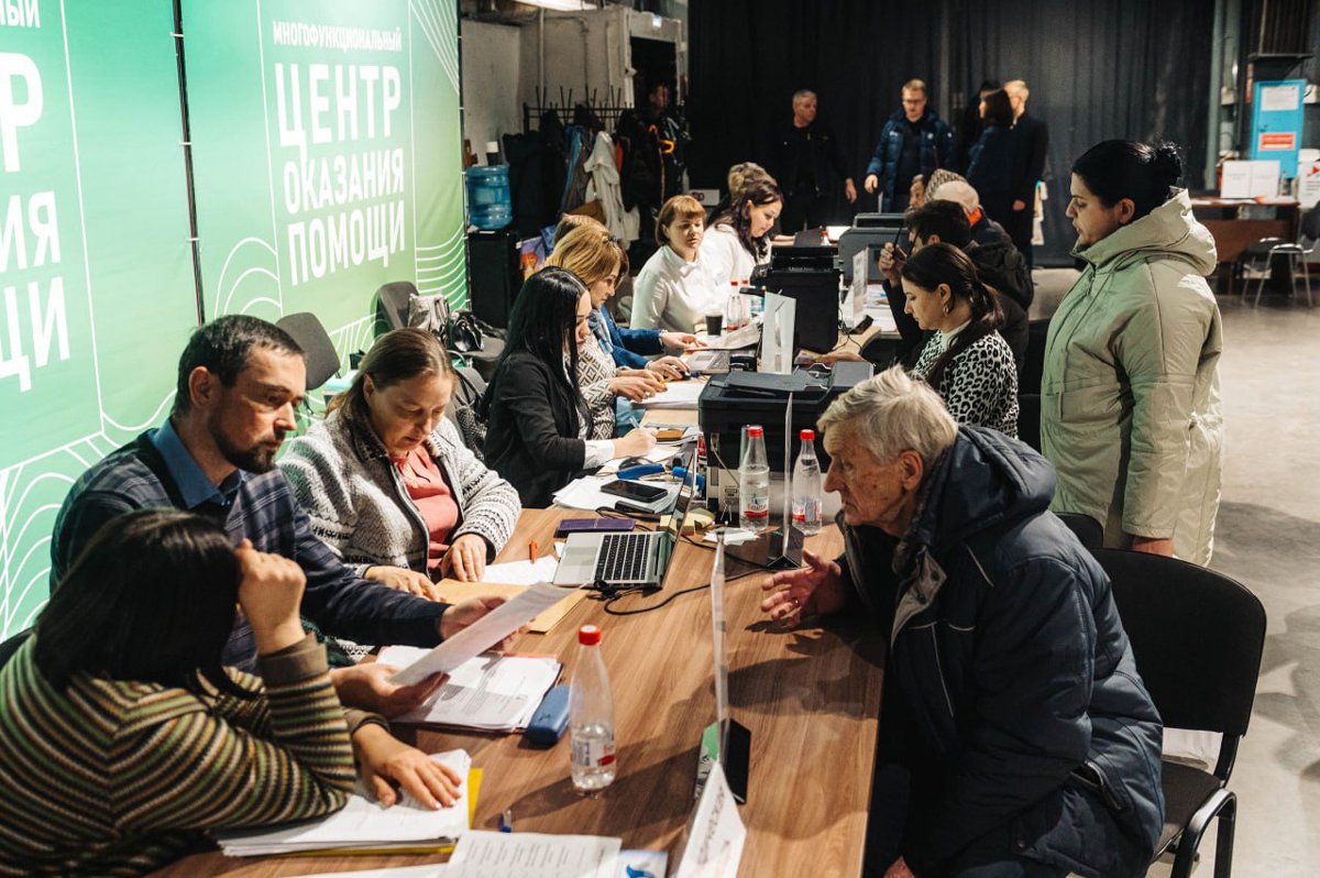 Пункт помощи жителям Курской области пострадавших от военных действий. Фото:  Администрация Курской области