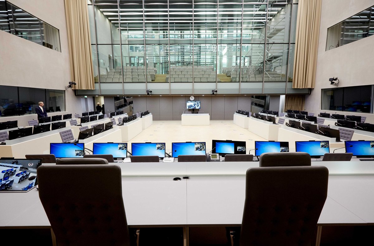 Зал заседаний Международного уголовного суда (МУС) в Гааге, Нидерланды, 23 ноября 2015 года. Фото: Martijn Beekman / EPA
